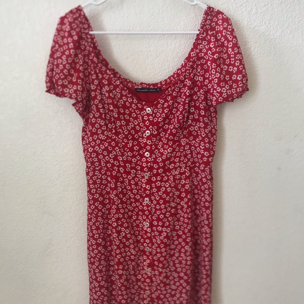 Red Abercrombie dress with floral print